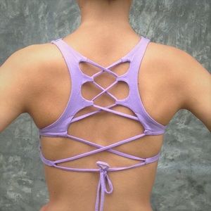 Lavender Lace-Up Crop Top